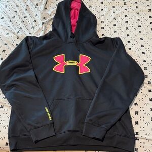 Under Armour Black Hoodie with Pink and Yellow Logo